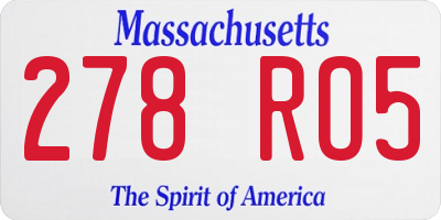 MA license plate 278RO5