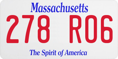 MA license plate 278RO6