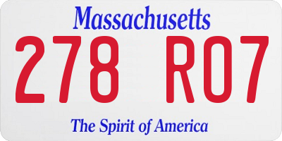 MA license plate 278RO7