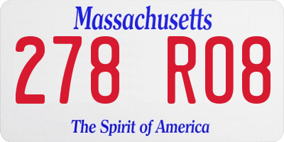 MA license plate 278RO8
