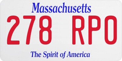 MA license plate 278RP0