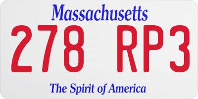 MA license plate 278RP3