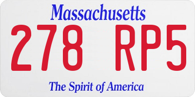 MA license plate 278RP5