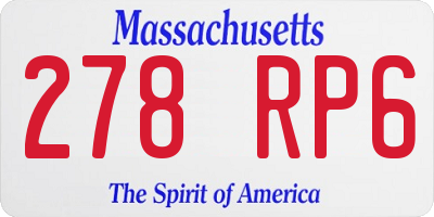 MA license plate 278RP6