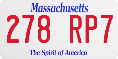 MA license plate 278RP7