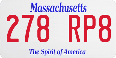 MA license plate 278RP8