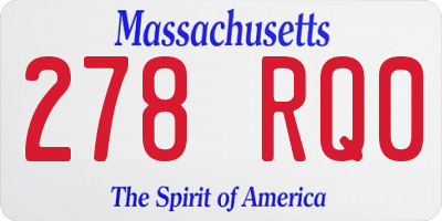 MA license plate 278RQ0