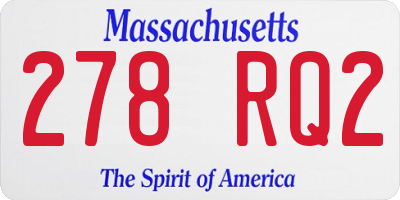 MA license plate 278RQ2
