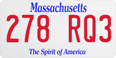 MA license plate 278RQ3