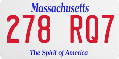 MA license plate 278RQ7