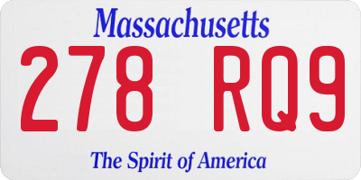 MA license plate 278RQ9