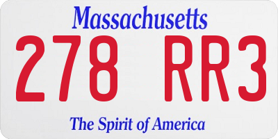 MA license plate 278RR3