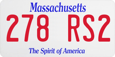 MA license plate 278RS2
