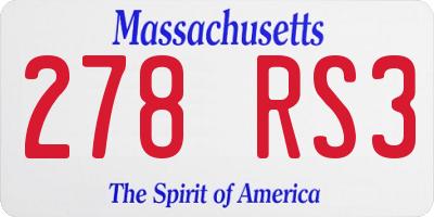 MA license plate 278RS3