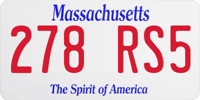 MA license plate 278RS5