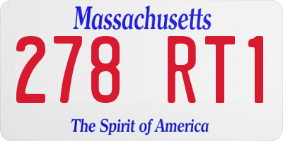 MA license plate 278RT1