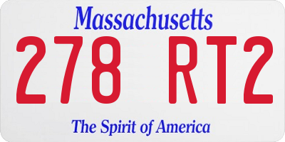 MA license plate 278RT2