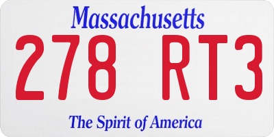 MA license plate 278RT3