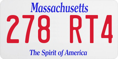 MA license plate 278RT4