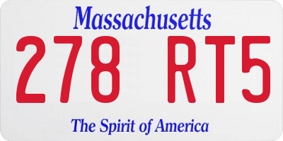 MA license plate 278RT5