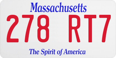MA license plate 278RT7