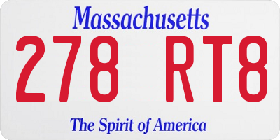 MA license plate 278RT8