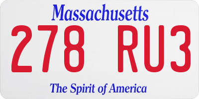 MA license plate 278RU3