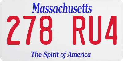 MA license plate 278RU4
