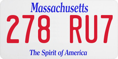 MA license plate 278RU7