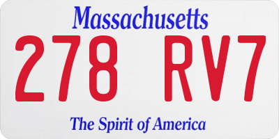 MA license plate 278RV7