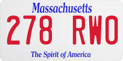 MA license plate 278RW0
