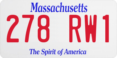 MA license plate 278RW1