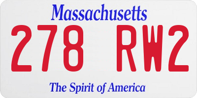 MA license plate 278RW2
