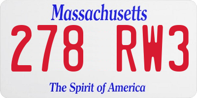 MA license plate 278RW3