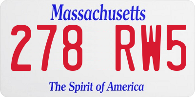MA license plate 278RW5