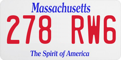 MA license plate 278RW6