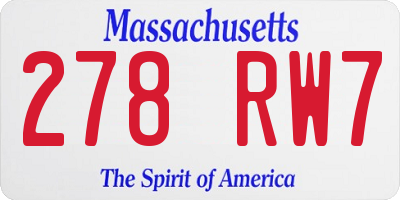 MA license plate 278RW7