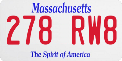 MA license plate 278RW8