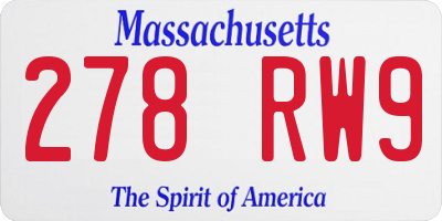 MA license plate 278RW9