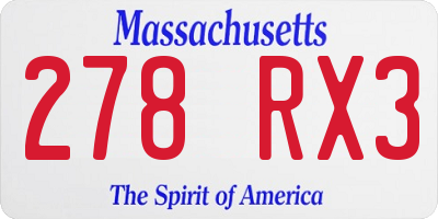 MA license plate 278RX3