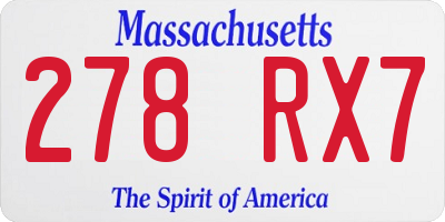MA license plate 278RX7