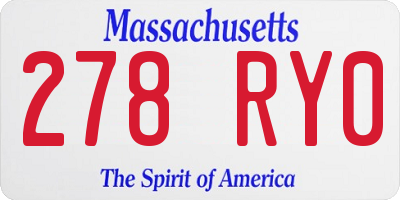 MA license plate 278RY0