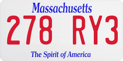 MA license plate 278RY3
