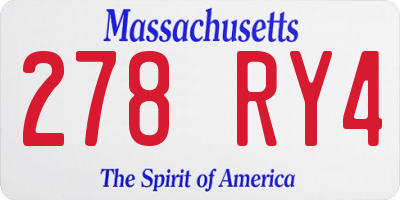 MA license plate 278RY4