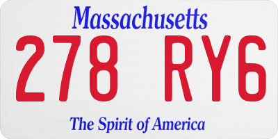 MA license plate 278RY6