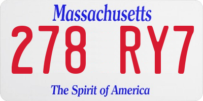 MA license plate 278RY7