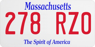 MA license plate 278RZ0