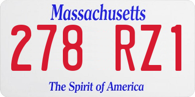 MA license plate 278RZ1