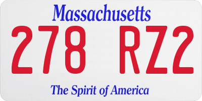 MA license plate 278RZ2