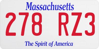 MA license plate 278RZ3